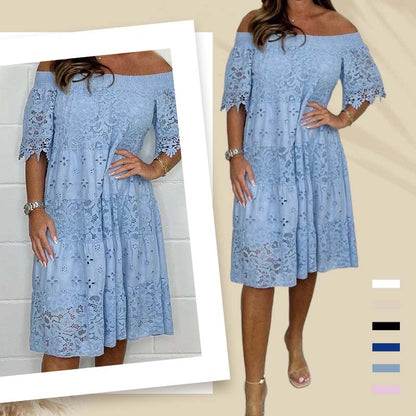 🎉Limited Sale🎉Lace Hollow Patchwork Strapless Dress For Women