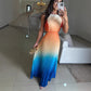 🎉Limited Sale🎉Women's Halter Pleated Gradient Color Dress