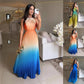 🎉Limited Sale🎉Women's Halter Pleated Gradient Color Dress
