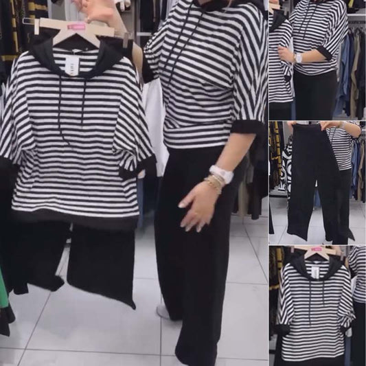 💕Limited Sale 💕Women's Striped Top & Solid Pants Set