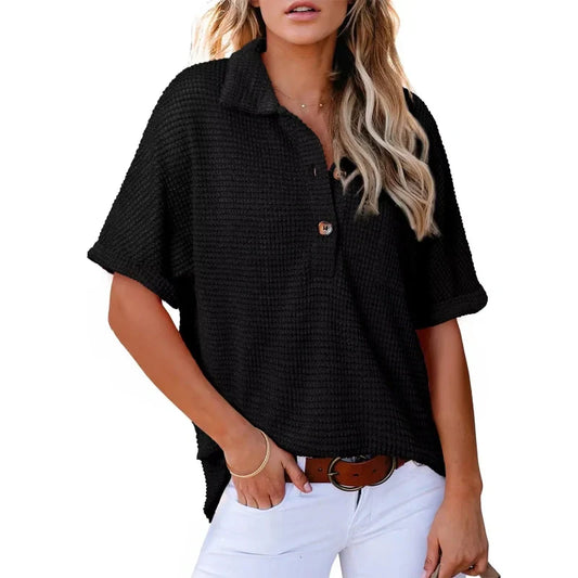 🔥NEW ARRIVAL LIMITED TIME OFFER🔥Women's Lapel Loose Short Sleeve Top