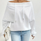 Women's Off-Shoulder Sweatshirt with Drawstring Collar