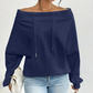 Women's Off-Shoulder Sweatshirt with Drawstring Collar