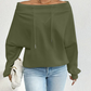 Women's Off-Shoulder Sweatshirt with Drawstring Collar