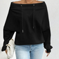 Women's Off-Shoulder Sweatshirt with Drawstring Collar