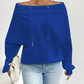 Women's Off-Shoulder Sweatshirt with Drawstring Collar