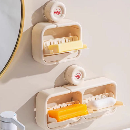 🔥HOT SALE🔥Wall-Mounted Soap Dish with Suction Cup & Flip-Top Lid