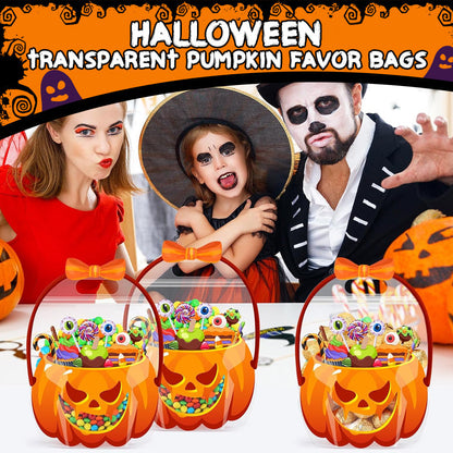 👻⏳LAST DAY SALE ONLY￡8.99!🔥🎃Halloween Transparent Pumpkin Favor Bags✨Perfect for Party, Trick-or-Treat, Classroom Gifts