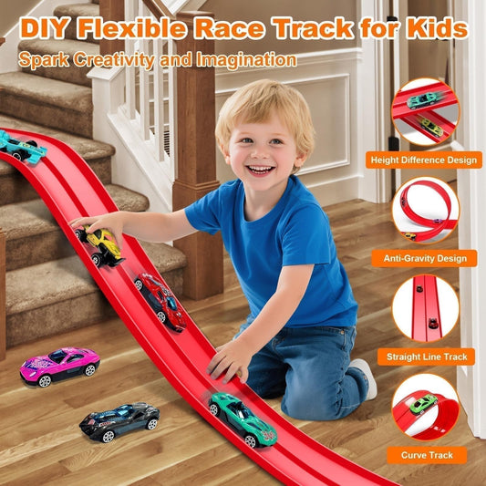🎁Early Christmas Special Sale 50% off🎅🏎️DIY Children's Aluminum Alloy Race Track with Suction Cups