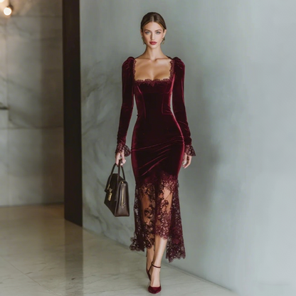 🎉Limited Sale🎉Women's Square Neck Lace Bodycon Dress