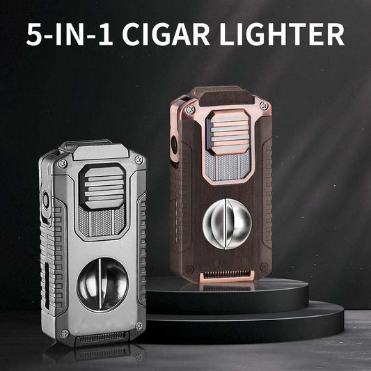 🔥Hot Sale🔥 5-in-1 Refillable Cigar Torch Lighter with Cutter