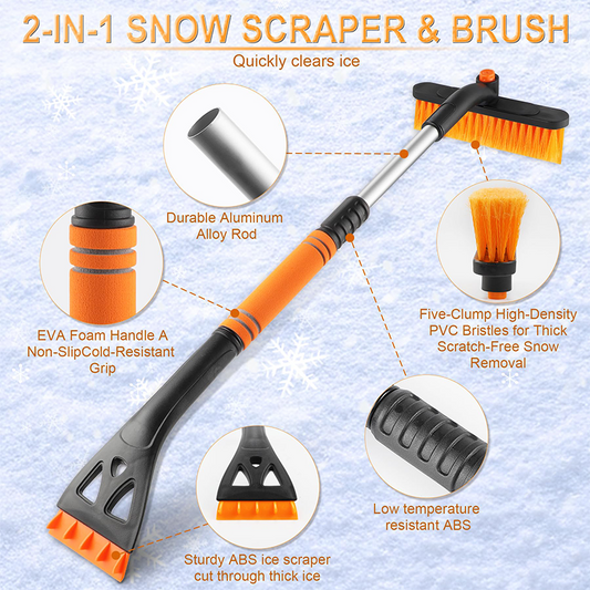 ❄️ WINTER CAR ESSENTIAL - 50% OFF!🔥2-In-1 Snow Scraper Brush For Car Windshield✨️