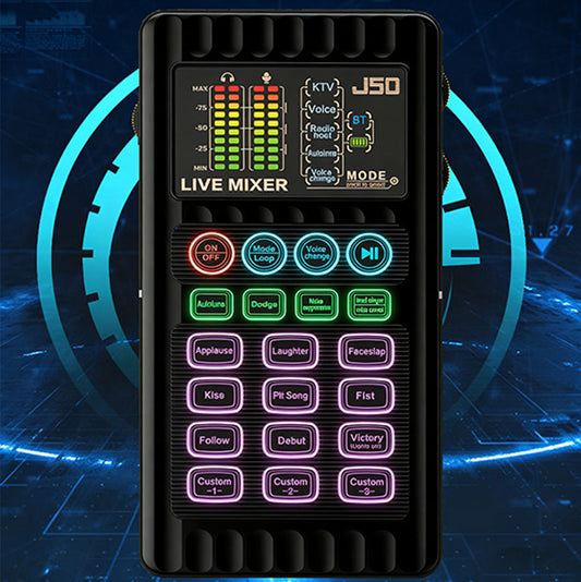✨🎤 Portable Handheld Live Sound Card (Voice Changer): Multifunctional Effects + Noise Cancellation – Stream from Anywhere!