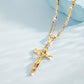 ✝️ 50% OFF! ✨ Gold Crucifix Necklace – Detailed INRI Motif, Adjustable Figaro Chain & Sparkling Finish 💛