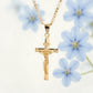 ✝️ 50% OFF! ✨ Gold Crucifix Necklace – Detailed INRI Motif, Adjustable Figaro Chain & Sparkling Finish 💛