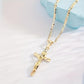 ✝️ 50% OFF! ✨ Gold Crucifix Necklace – Detailed INRI Motif, Adjustable Figaro Chain & Sparkling Finish 💛