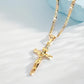 ✝️ 50% OFF! ✨ Gold Crucifix Necklace – Detailed INRI Motif, Adjustable Figaro Chain & Sparkling Finish 💛