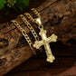 ✝️ 50% OFF! ✨ Gold Crucifix Necklace – Detailed INRI Motif, Adjustable Figaro Chain & Sparkling Finish 💛
