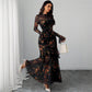 ✨2026 New Arrival 50%OFF🌸Floral Print Sheer Mesh Ruffle Hem Maxi Dress
