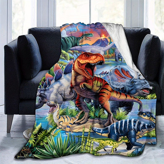 🔥NEW ARRIVAL LIMITED TIME OFFER🔥Vibrant Dinosaur Print Flannel Throw Blanket