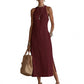 ✨2026 New Arrival 50%Off💖Women Halter Lace Panel Midi Dress