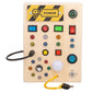 🔆 LED Light Wooden Busy Board – Switch & Button Sensory Toy, Montessori Early Learning, Best Gift for 1-3 Year Old Boys & Girls 🧒