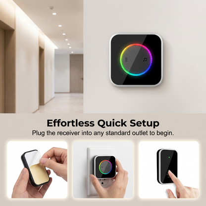 🔥Wireless Doorbell with 45 Chimes & 7‑Colour LED – IP44 Waterproof, 90dB, 100‑260V Plug‑and‑Play