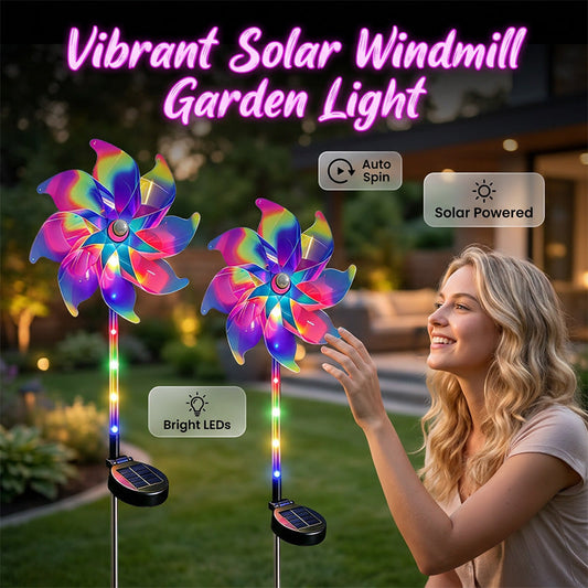 📢📢49% OFF !! ⏰Solar Powered Rainbow Pinwheel Garden Light