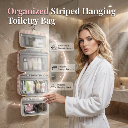 🌸Striped Hanging Travel Toiletry Bag