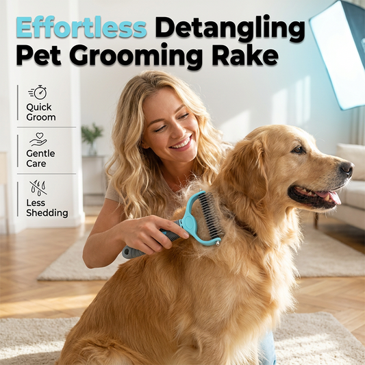 😍SUMMER HOT SALE 🎉50%OFF🔥🔥Dual-Sided Pet Grooming Rake for Dogs & Cats