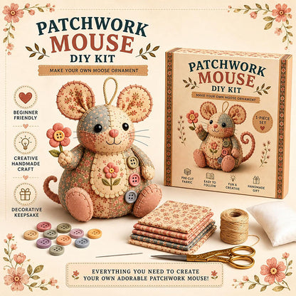 🥳2026 HOT SALE🥳💞33K+ SOLD! ！Patchwork Mouse DIY Sewing Kit – 3D Fabric Craft for Beginners, Stress Relief, Creative Gift