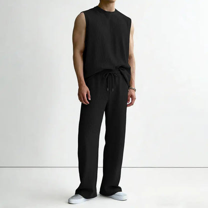 🎉Limited Sale🎉Men's Ribbed Sleeveless Tank Top & Pants 2-Piece Set