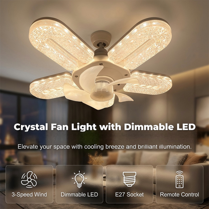 🌸Summer Special Limited Time Discount💐 Crystal-Effect LED 5-Blade LED Fan Light