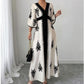 👗 LIMITED-TIME 55% OFF! 💥 Women's Elegant V-Neck Print Maxi Dress – Flutter Sleeves, Ethnic Print, Side Slits ✨