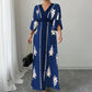 👗 LIMITED-TIME 55% OFF! 💥 Women's Elegant V-Neck Print Maxi Dress – Flutter Sleeves, Ethnic Print, Side Slits ✨