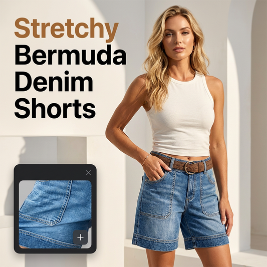 🌸Summer Special Limited Time Discount💐 Stretchy Mid-Rise Bermuda Shorts – Cargo Pockets & All-Day Comfort