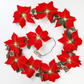 🎁🎄Christmas Sale 50% OFF!😍 Poinsettia Flower String Lights – 2M Warm LED Garland with Red Flowers & Holly Leaves