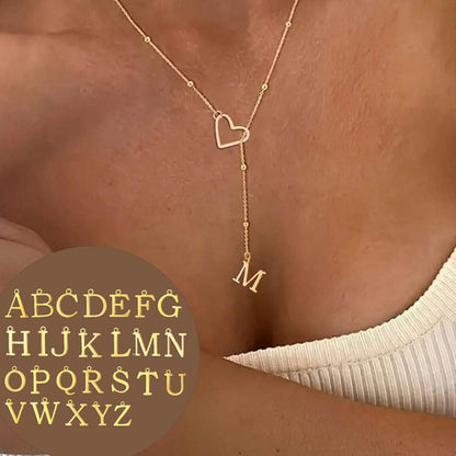🥳2026 HOT SALE🥳💞50K+ SOLD!⏳✨Stainless Steel Y-Shape Heart Initial Necklace
