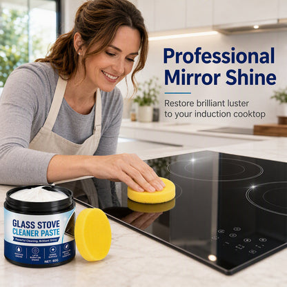 🔥HOT SALE 50%OFF🔥Glass Stove Cleaner Paste 80g with Sponge Burnt Stain Remover