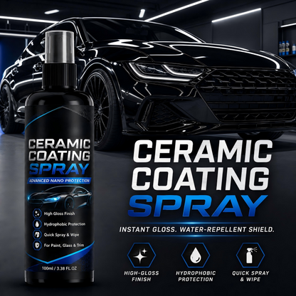 🔥HOT SALE 50%OFF🔥Nano Ceramic Coating Spray – Hydrophobic barrier repels rain & mud, restores deep mirror-like gloss. Paint, glass & wheels – one spray, showroom shine! 🛡️💎