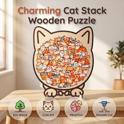 🎁Christmas Sale 50% OFF🎅 135-Piece Morandi-Colored Cat Shaped Wooden Jigsaw Puzzle