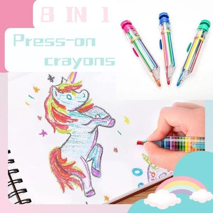 🎁🎄Christmas Sale 50% OFF!💞50K+ SOLD!⏳✨🖍️ 8-in-1 Multicolor Crayon | Compact Creative Pen
