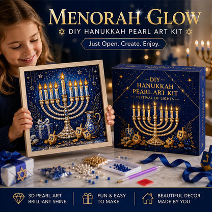 🥳2026 HOT SALE🥳DIY Hanukkah Pearl Art Kit with Wood Frame