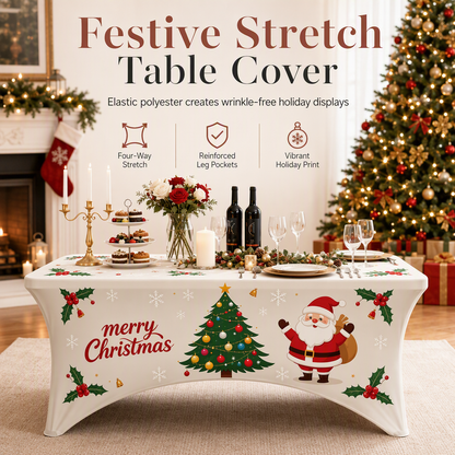 🥳2026 HOT SALE🥳Christmas Stretch Fitted Table Cover for Rectangular Tables