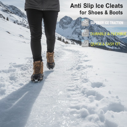 🥳HOT SALE🥳💞50K+ SOLD! Ice Cleats – From £12.99! 18 teeth, easy on/off & secure fit. Winter safety – grab yours! ✅