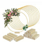 🎁🎄Christmas Sale 50% OFF!💞50K+ SOLD!⏳✨Gold Metal Floral Hoop Centerpiece with Wooden Stand