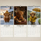 🔥🎉2027 Grumpy Highland Cows A4 Wall Calendar