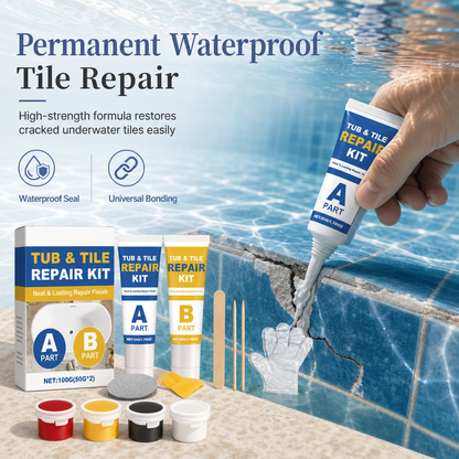 🔥Ceramic Tile and Marble Repair Kit with AB Adhesive Glue Scraper Sandpaper and Acrylic for Crack and Joint Filling