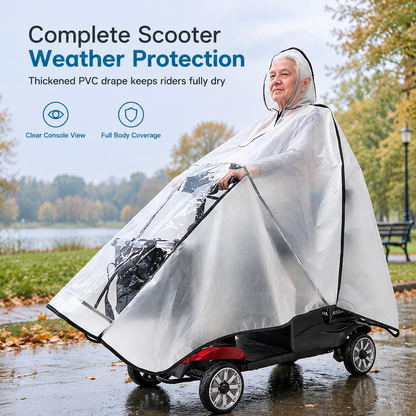 🔥Thickened Extra Large Waterproof PVC Cover and Poncho for Senior Mobility Scooters and Four Wheel Electric Vehicles