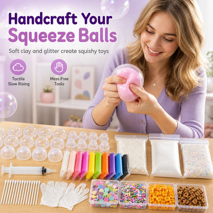 ⏰💞50K+ SOLD! 🧪DIY Squeeze Ball Making Kit – mix colorful clay & sparkling fillers, leak-proof slow-rising fun. No-mess craft for kids! 🎨✅